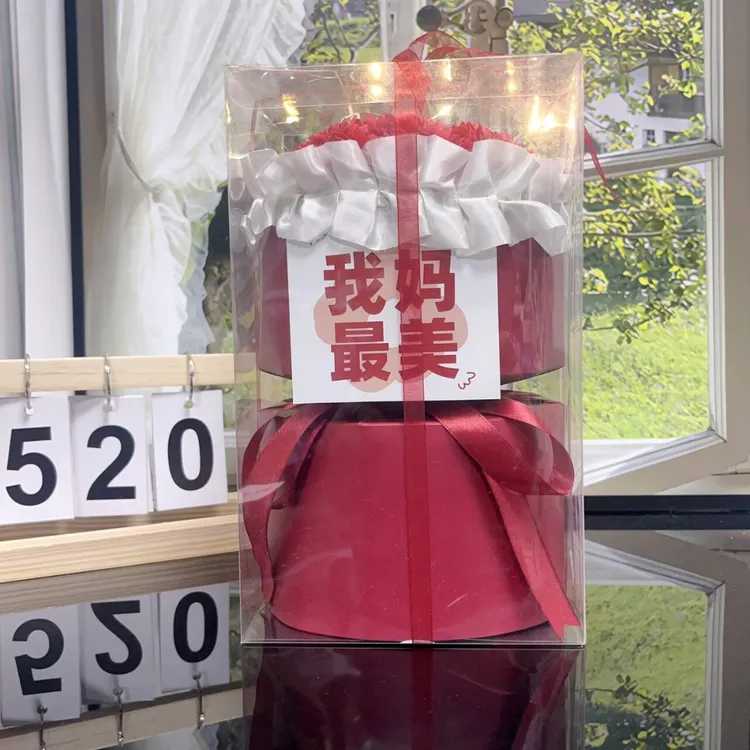母亲节礼物送妈妈康乃馨礼盒花束送婆婆创意手工成品礼盒香皂花束