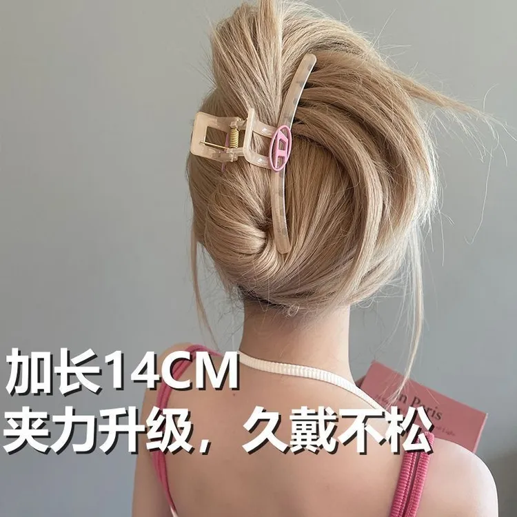 新款【巨耐用】简约高级设计发量多大号发夹后脑勺轻奢鲨鱼夹子头饰
