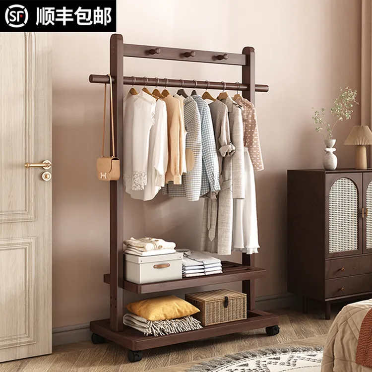 衣架子落地式房间挂衣架实木卧室衣帽架家用阳台晾衣架客厅衣服架