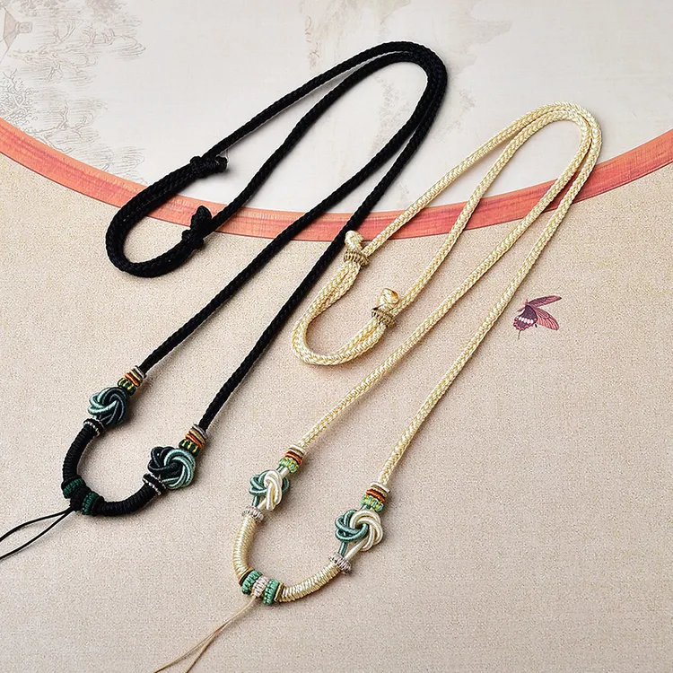 非金属布艺吊坠 高档手工编织八股曼陀罗结项链绳吊坠挂绳可调节