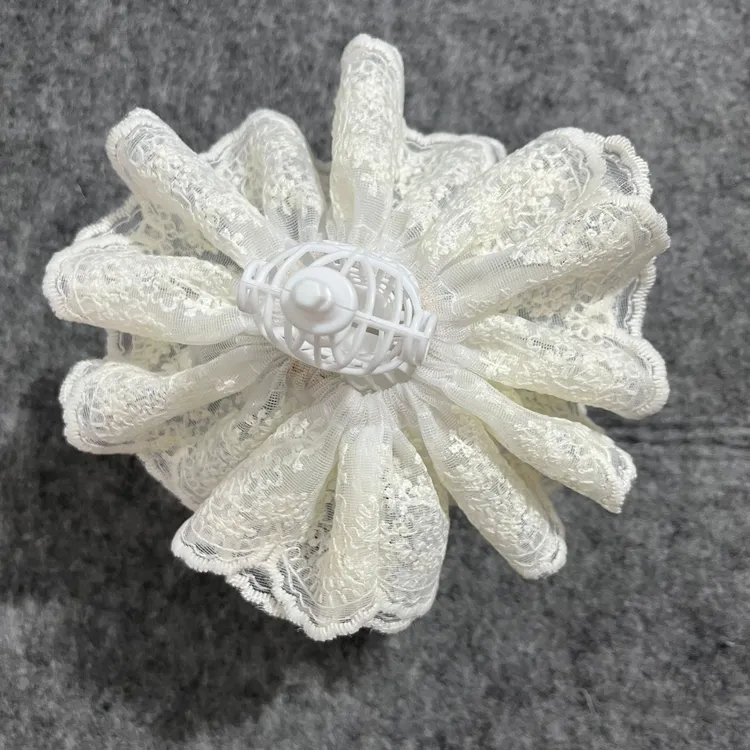 法式重工米色蕾丝大肠发圈女高级感超大丸子头扎头发头绳皮筋头饰