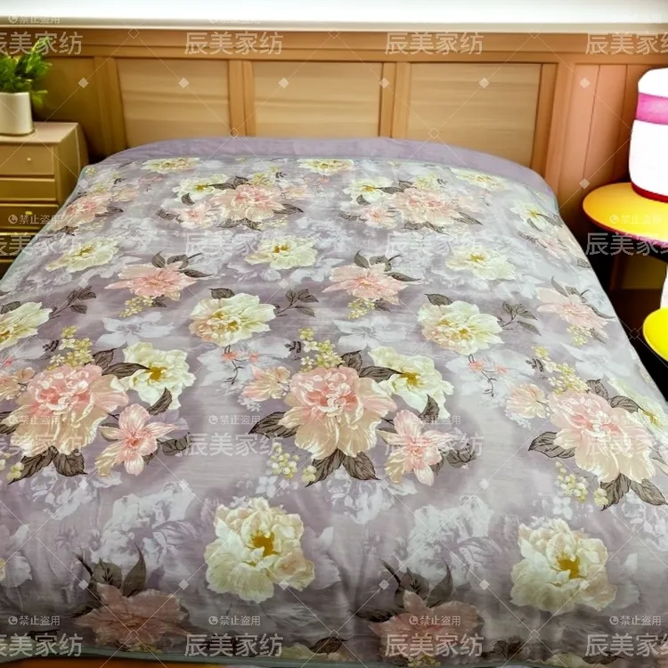 牛奶绒双面机洗【国色芳华】正品加绒加厚石墨烯保暖春秋被被子双层