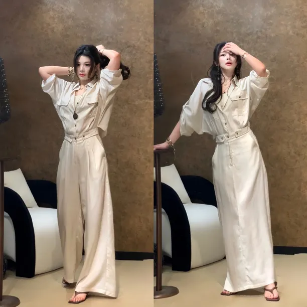 【超绝松弛感】【贵妇亚麻面料】老钱风连体裤连衣裙版型巨显瘦