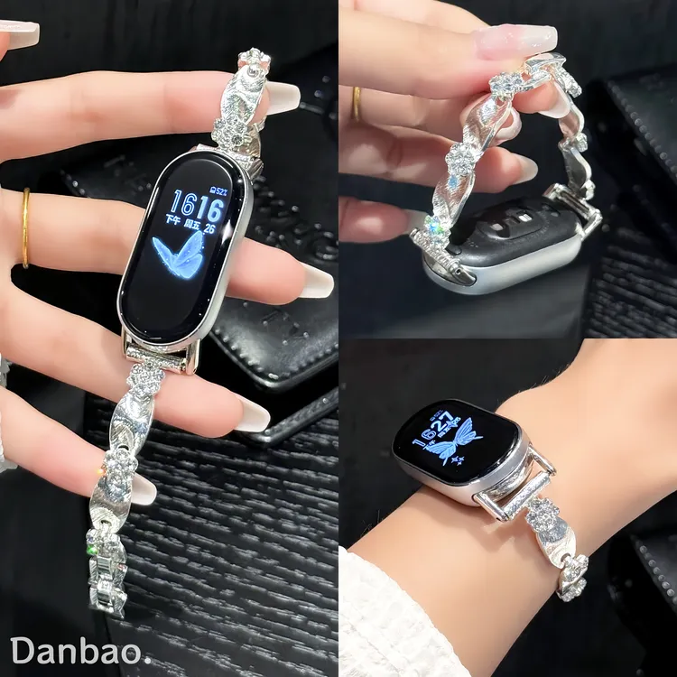 《丝绸花朵》适用于小米手环10新款表带9高级感8时尚陶瓷版链式腕带