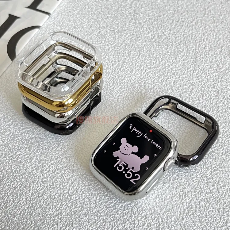 适用applewatch11保护壳s10苹果手表Ultra电镀半包软壳iwatch表壳