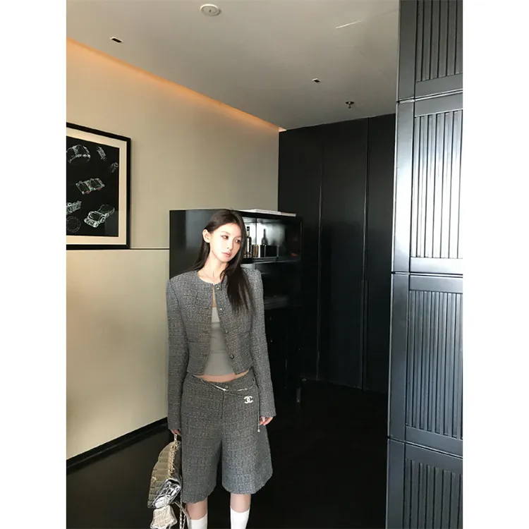 小香风外套女春季新款显瘦上衣内搭气质名媛百搭休闲七分阔腿裤子