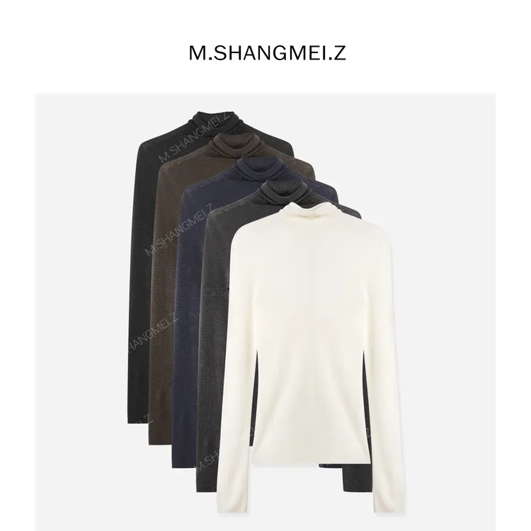 M.SHANGMEI.Z/沐熙【堆堆打底】美大哥修身打底针织高领上衣X093081