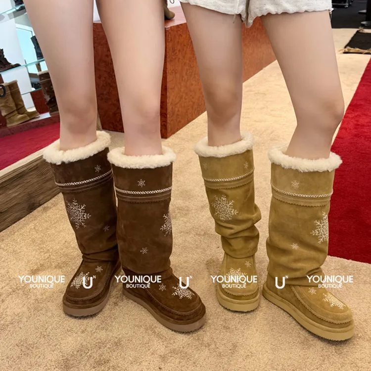 【unfolio】新品25秋冬流苏毛毛时尚短筒高筒雪地靴女