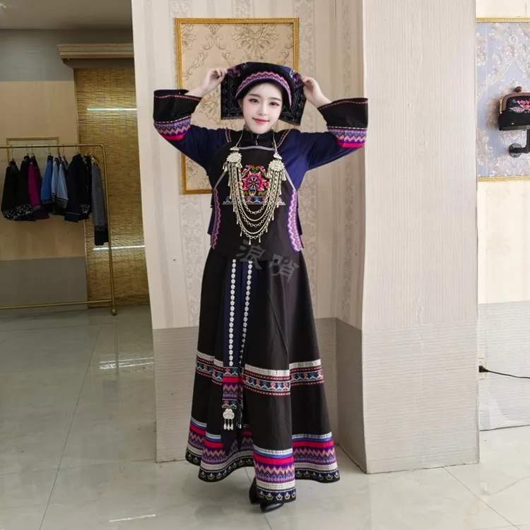 贵州布依族服饰少数民族服壮族新款套装刺绣立领修身显瘦旅拍首选