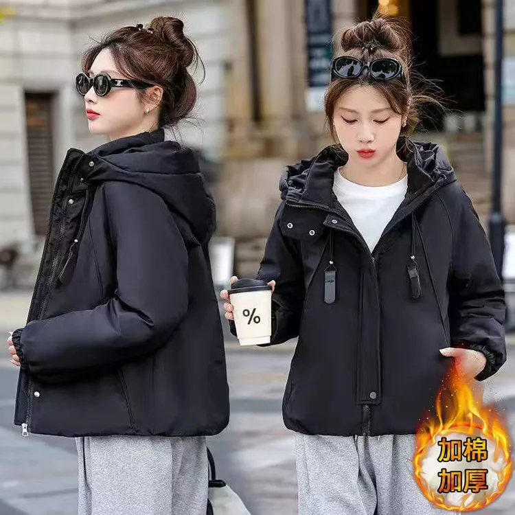2025款棉服女短款加厚一体棉韩版宽松连帽夹克冲锋衣时尚外套