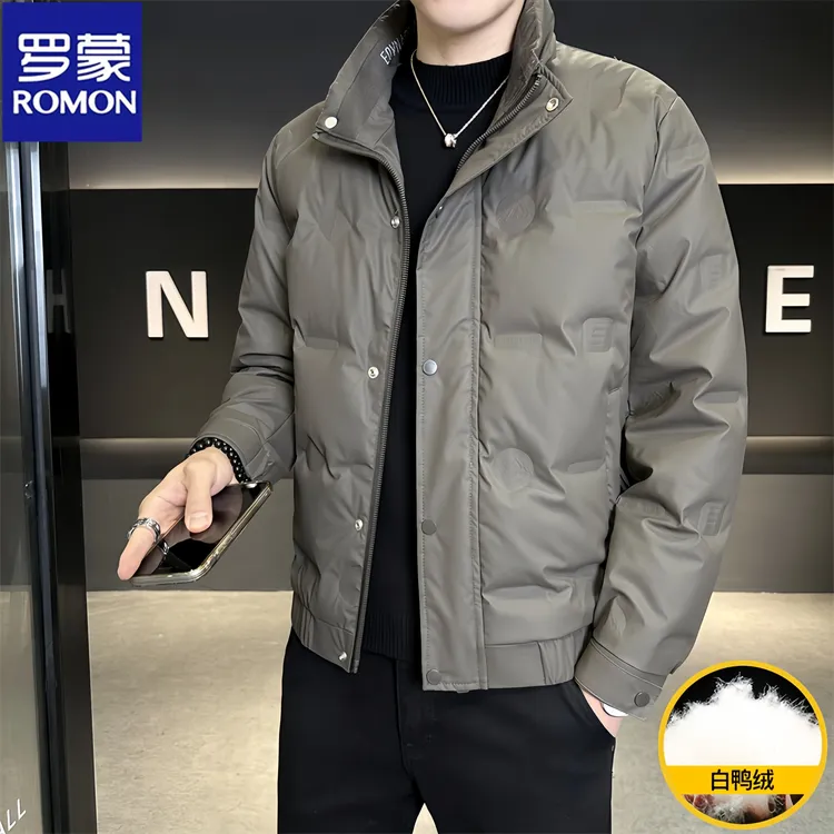 Romon/罗蒙冬季御寒青年羽绒服男士冬季保暖短款潮牌时尚立领外套