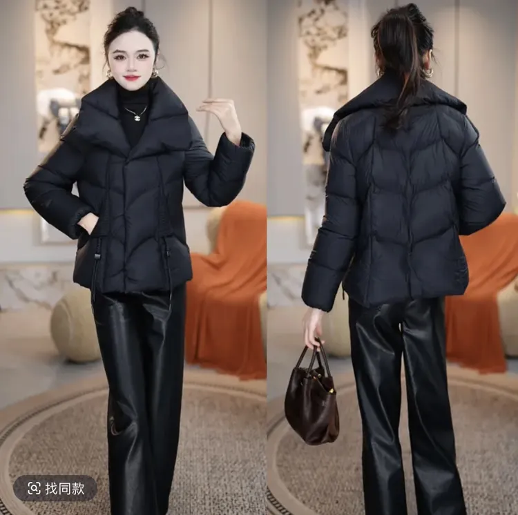 冬装新款时尚短款羽绒服女修身保暖设计感上衣