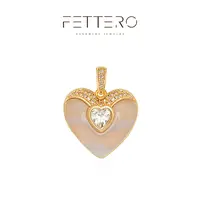 fettero 铜合金吊坠 【金色双心恋影吊坠】气质轻奢镶嵌