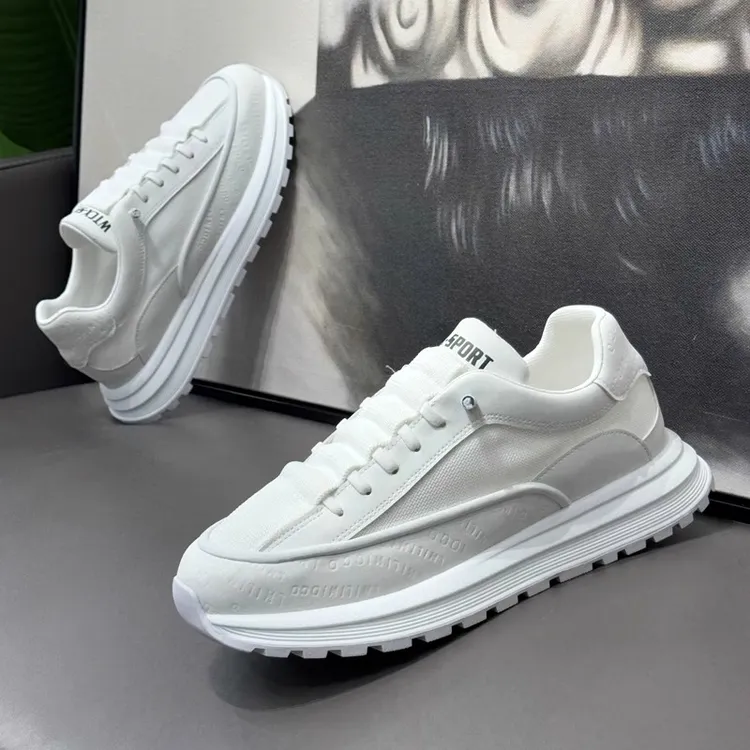 男鞋2025夏季新款透气网面跑步小白阿甘休闲运动厚底增高老爹潮鞋