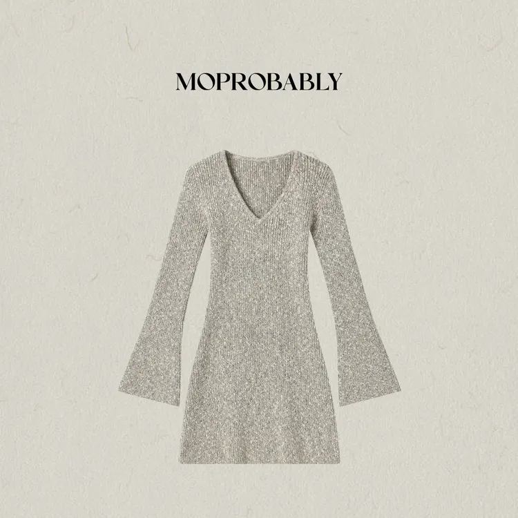 Moprobably李予诺「喇素」辣妹风V领修身气质针织连衣裙L5480007