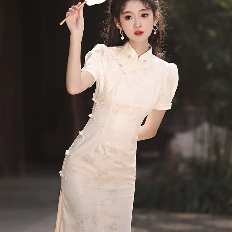 小个子可穿+新中式旗袍改良2025新款夏季年轻款复古中长款D18788