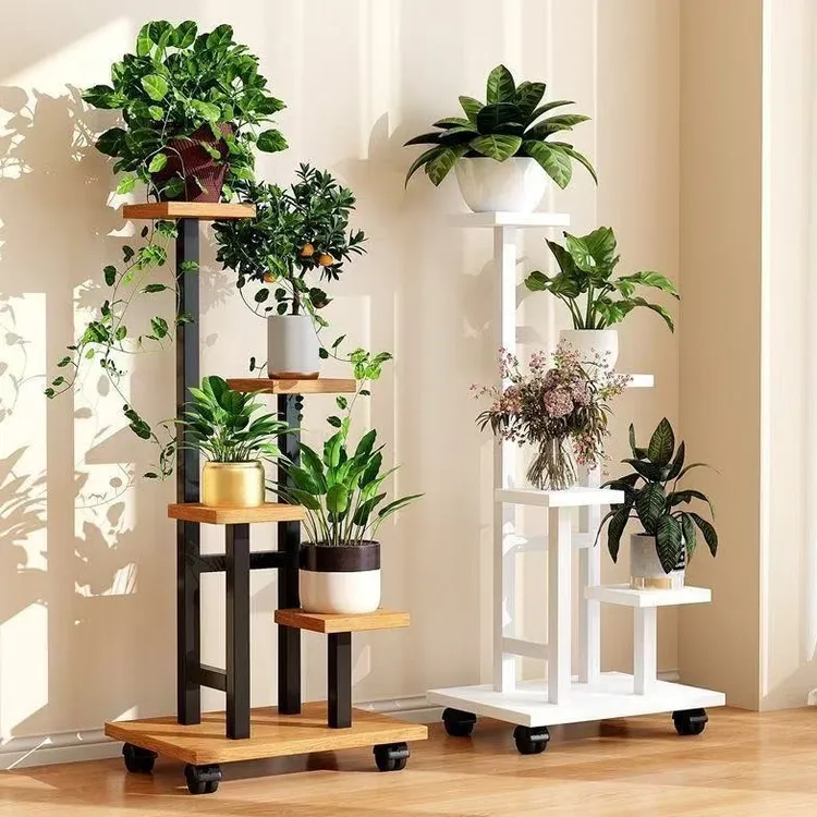 简约铁艺落地花架置物可移动花架多功能花架子花架新款式阳台花架