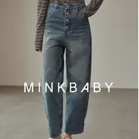 【貂宝-裤啦啦】牛仔裤显瘦高腰休闲百搭宽松秋冬蓝色M+出片穿搭