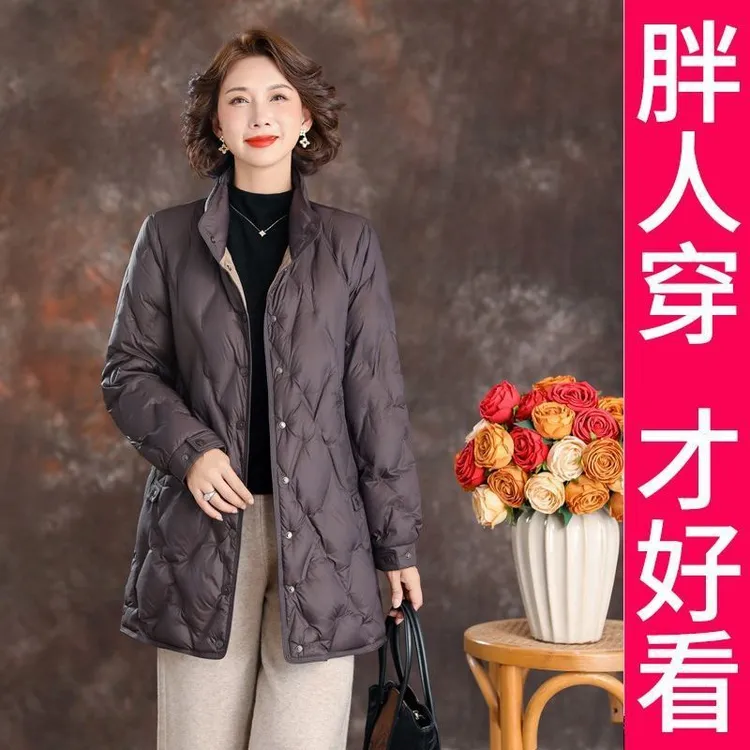 200斤高档大码妈妈冬装外套羽绒服女2025新款中长款保暖防风外套