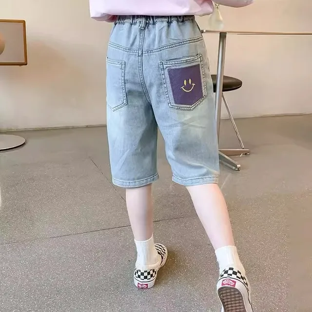 女童牛仔短裤夏装2025新款洋气儿童裤子夏季薄款小女孩五分裤宽松