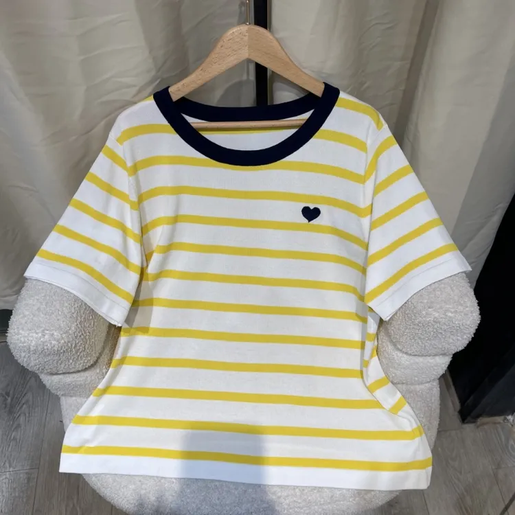 PWD32860【现货仅上衣】夏季多巴胺穿搭撞色圆领条纹T恤【衣长68】