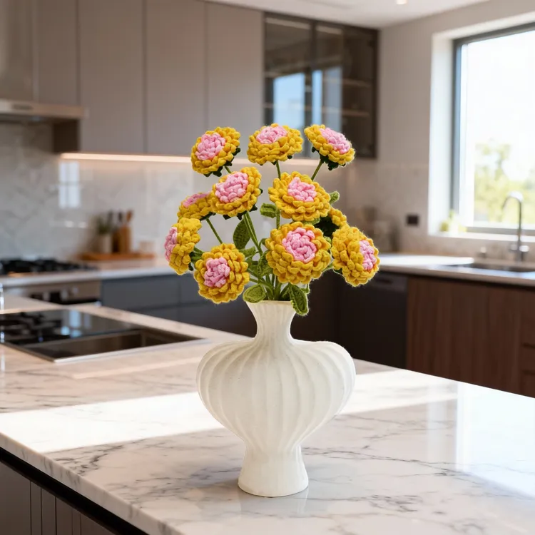 【巨型插花装饰】手工钩织向日葵仿真插花轻奢简约玫瑰假花装饰客厅