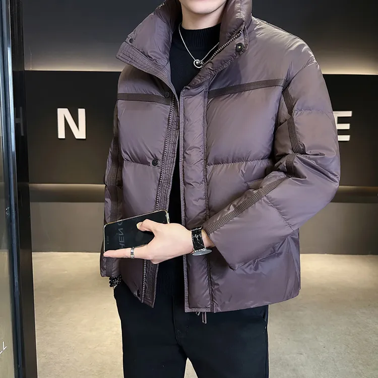 泡芙云朵羽绒服男冬季新款高充绒加厚保暖面包服高级织带立领外套