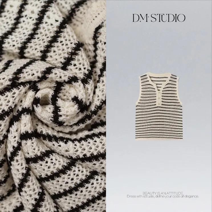 DEDM•STUDIO/极简风气质精致感条纹针织背心上衣2508ZZS/29953