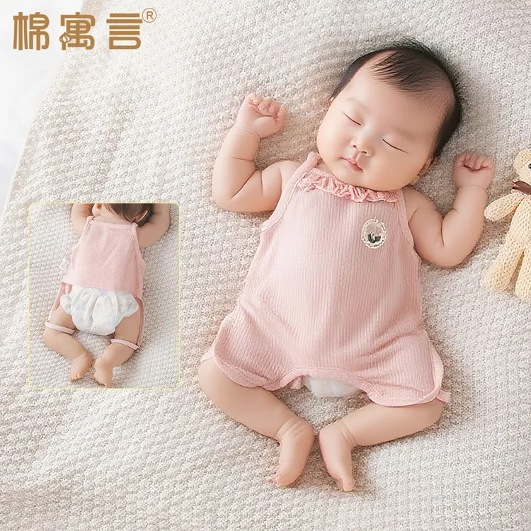 新生儿连腿肚兜婴儿夏季优可丝薄款吊带连体衣服可爱宝宝半背兜兜