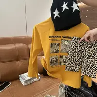 9020趣味猫猫字母手绘印花儿童长袖T恤