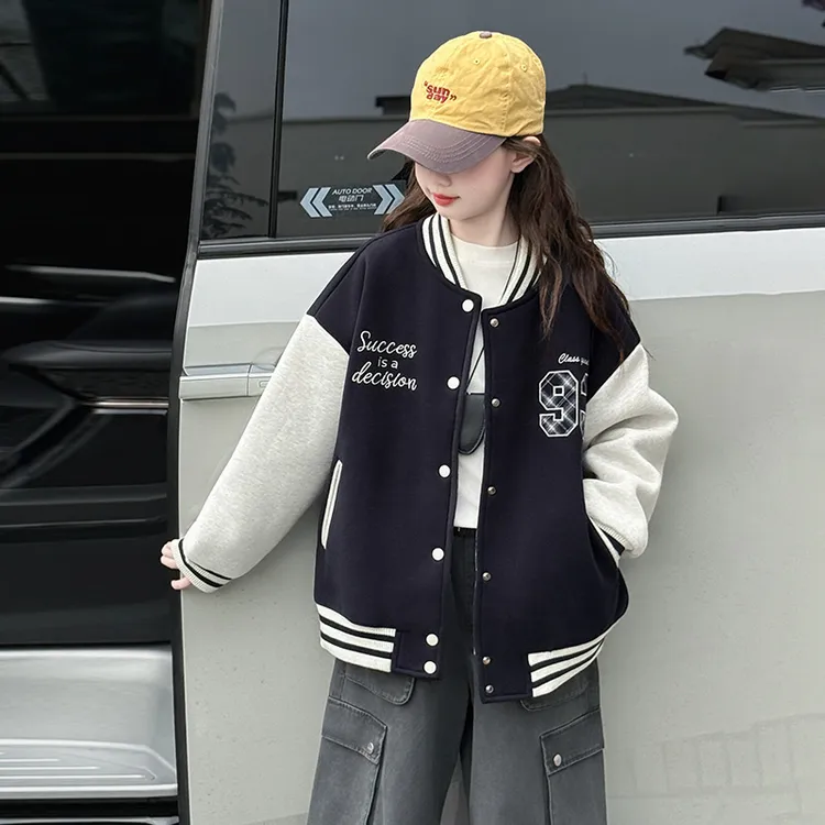 女童外套秋冬款2025新款洋气儿童装夹克秋季加厚女大童夹棉棒球服