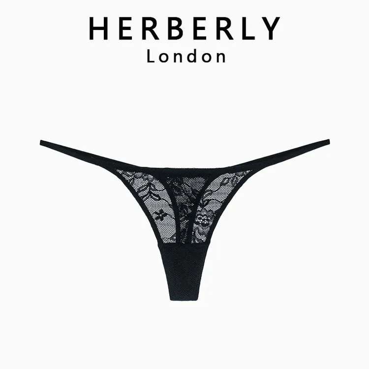英国HERBERLY性感女内裤蕾丝细带低腰T字裤高端诱惑内裤简约舒适