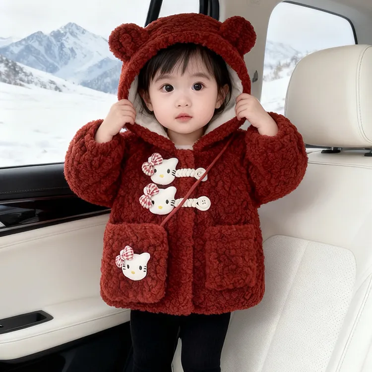 加绒外套2025新款女童秋冬季加厚毛衣大衣洋气儿童冬装冬季可爱