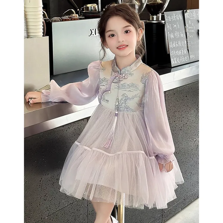 女童连衣裙2025新款秋装儿童洋气好看国风长袖公主裙女孩汉服裙子