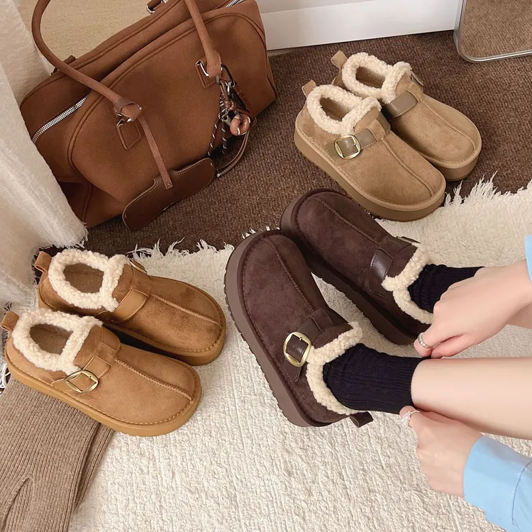 秋冬保暖加绒棉鞋百搭韩版厚底舒适雪地棉