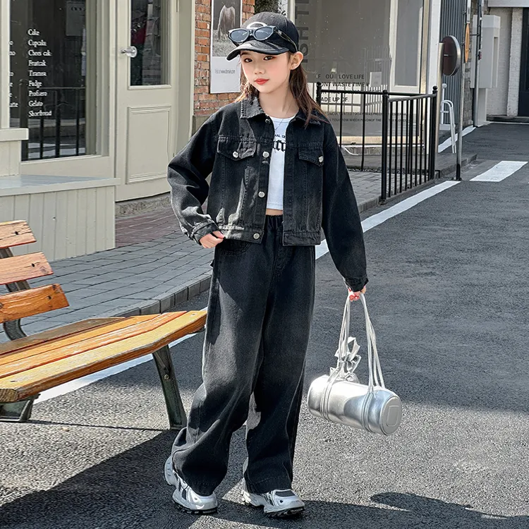 女童套装2026新款儿童洋气时髦春秋装中大童女孩休闲牛仔裤两件套