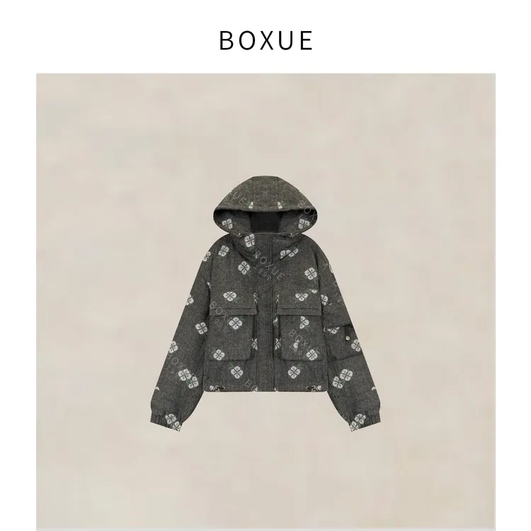 BOXUE“雪屋”2025冬季高级感小花鹅绒羽绒服 外套#250904W4514