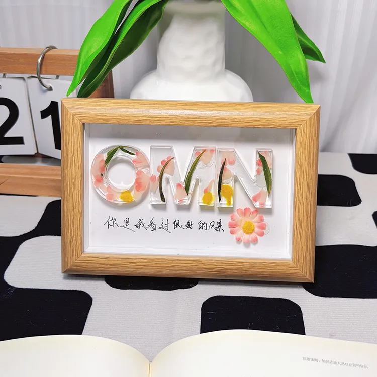 diy手工滴胶字母相框摆件办公室床头装饰七夕情人节创意生日礼物