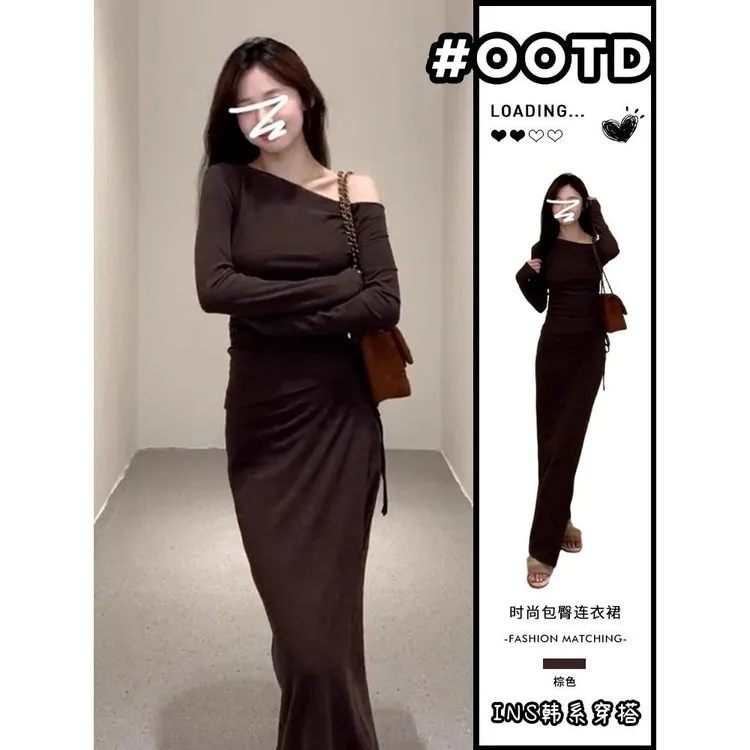 性感辣妹时尚套装女修身显瘦露肩上衣高腰半身裙小个子气质两件套