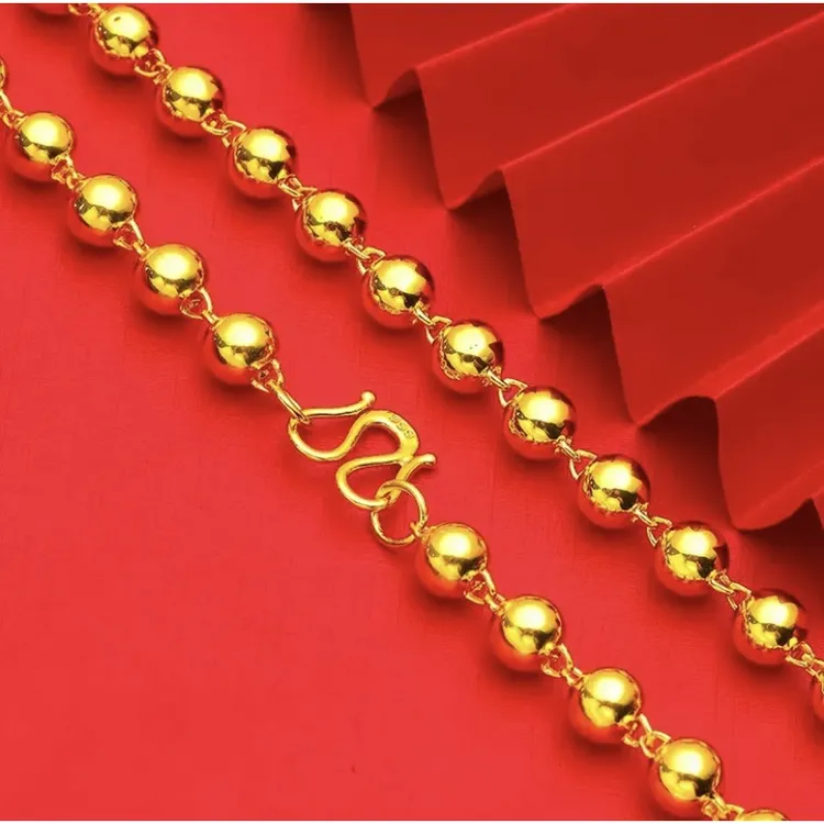 合金项链 【圆珠项链】男士时尚磨砂光珠亮面光面素款金色经典百搭