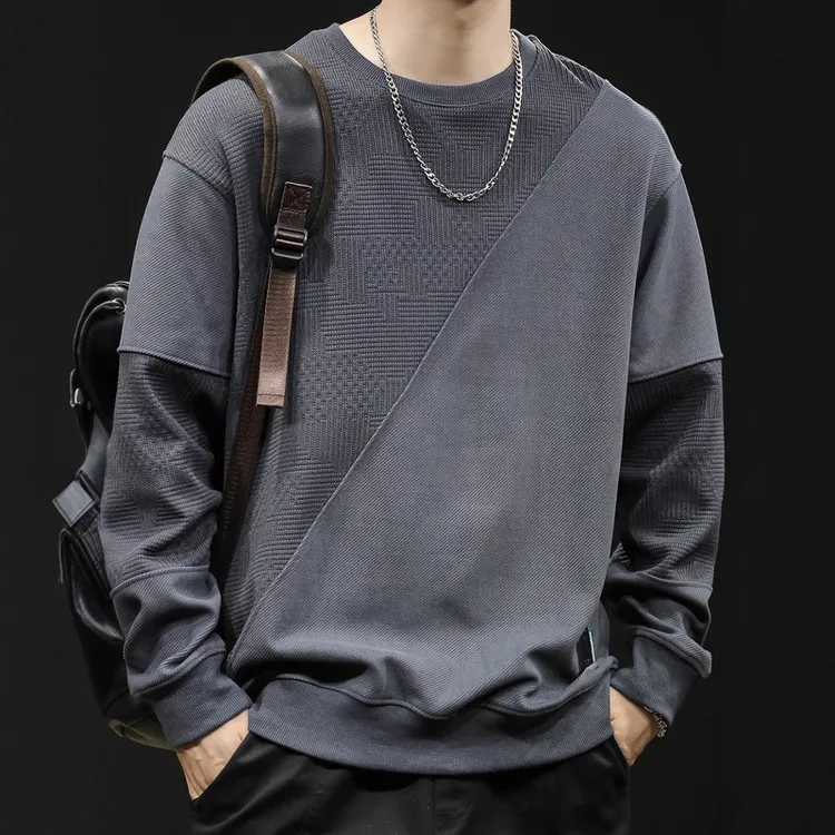 拼接拼色男士圆领卫衣男春秋款男款衣服秋季2025新款长袖大码