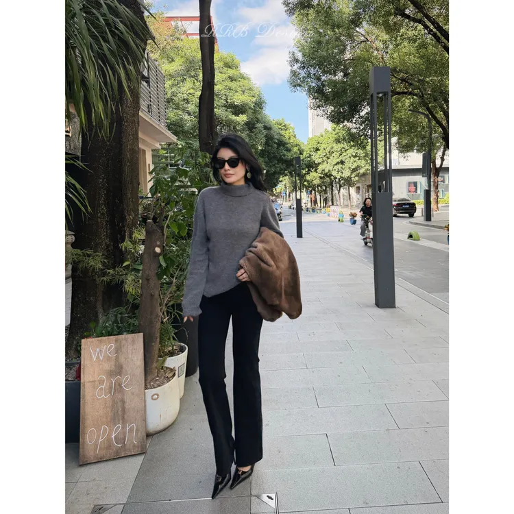 RRB Design 「超模裤王」修身显瘦高腰弹力加绒复古微喇裤牛仔裤