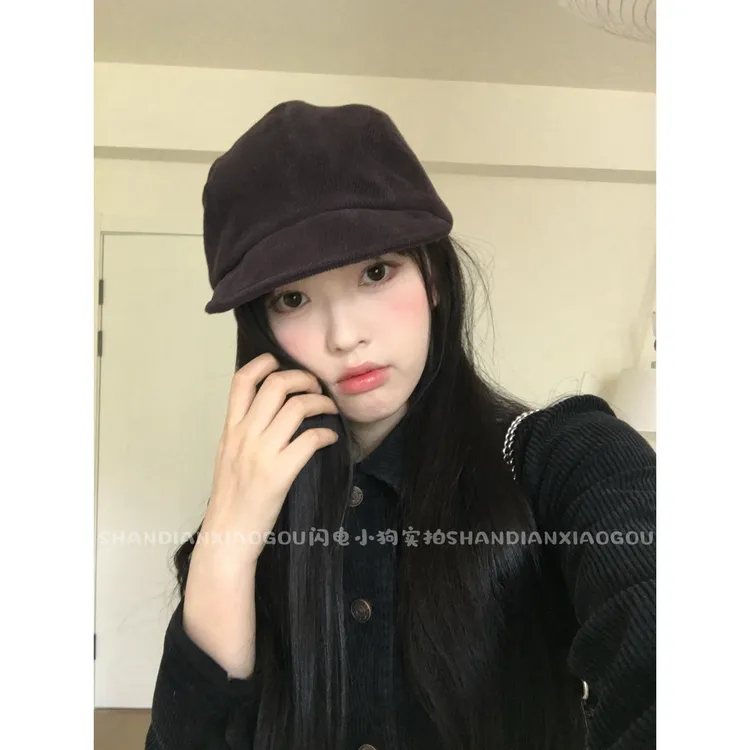 闪电小狗独家定制*灯芯绒日系棒球帽 百搭日系显脸小帽子