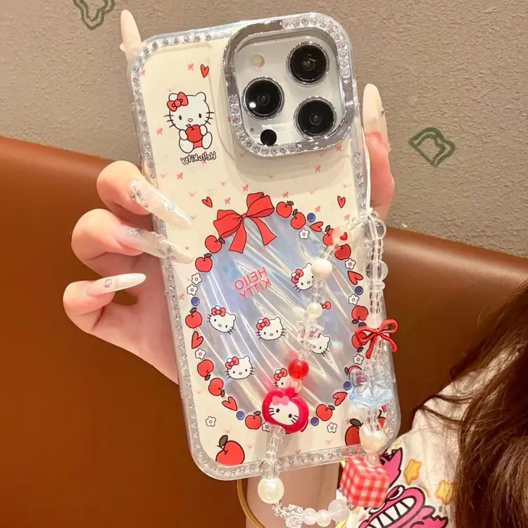【自带相机保护按键】蝴蝶结Kitty适用苹果15promax手机壳16闪钻13