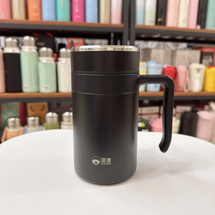 匡迪带手柄304不锈钢保温杯家用泡茶杯带盖大容量办公泡茶水杯