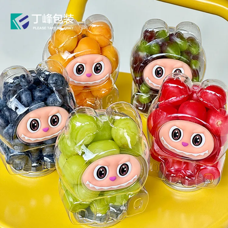 丁峰包装·网红拉布布水果杯labubu透明卡通小怪兽果汁瓶500ml