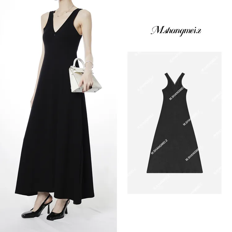 M.SHANGMEI.Z/沐熙【都市夜曲】美大哥设计师V领无袖连衣裙X032153