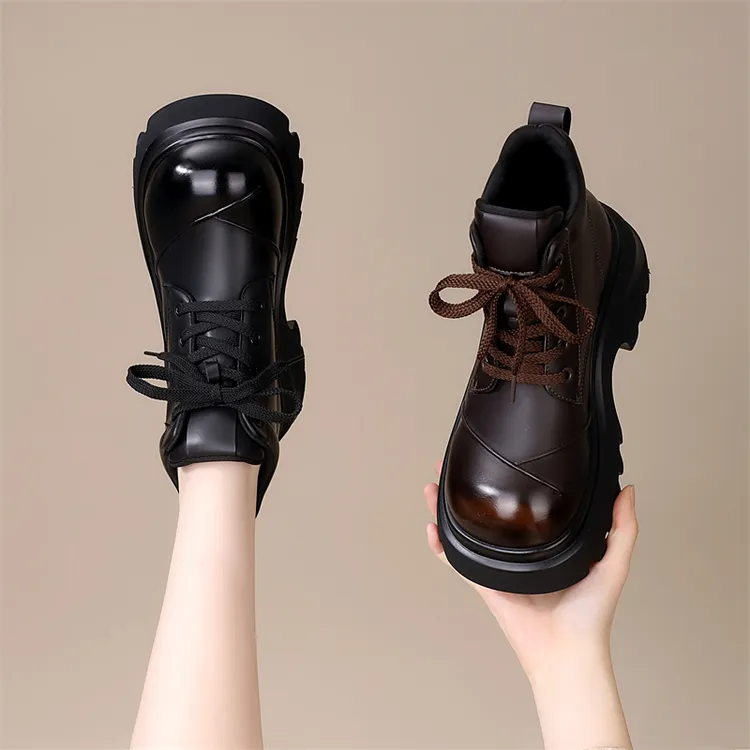 粗跟爆款英伦马丁靴女2025秋冬新款小个子增高轻便软底圆头短靴潮