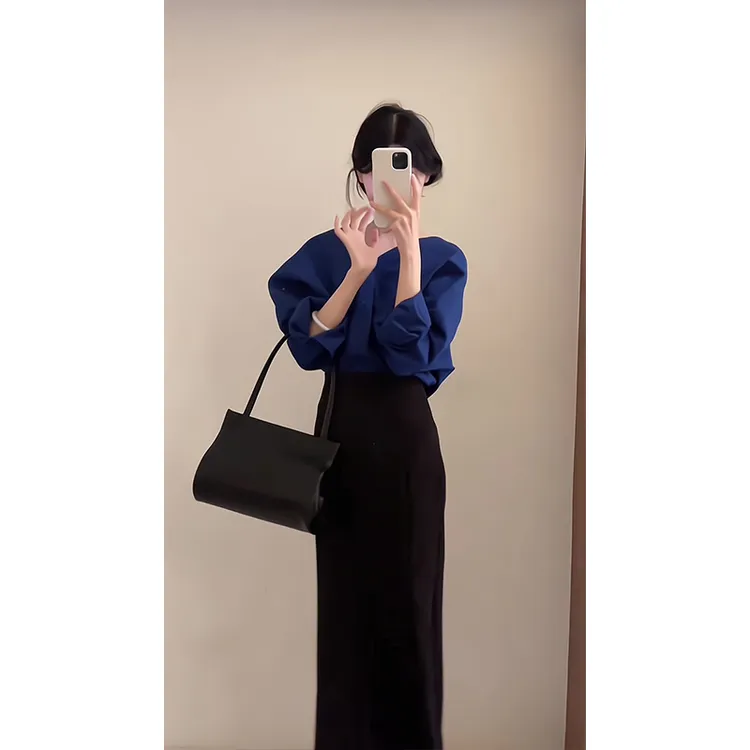 早春穿搭一整套女装盐系轻熟高级感气质长袖衬衫高腰显瘦半身裙