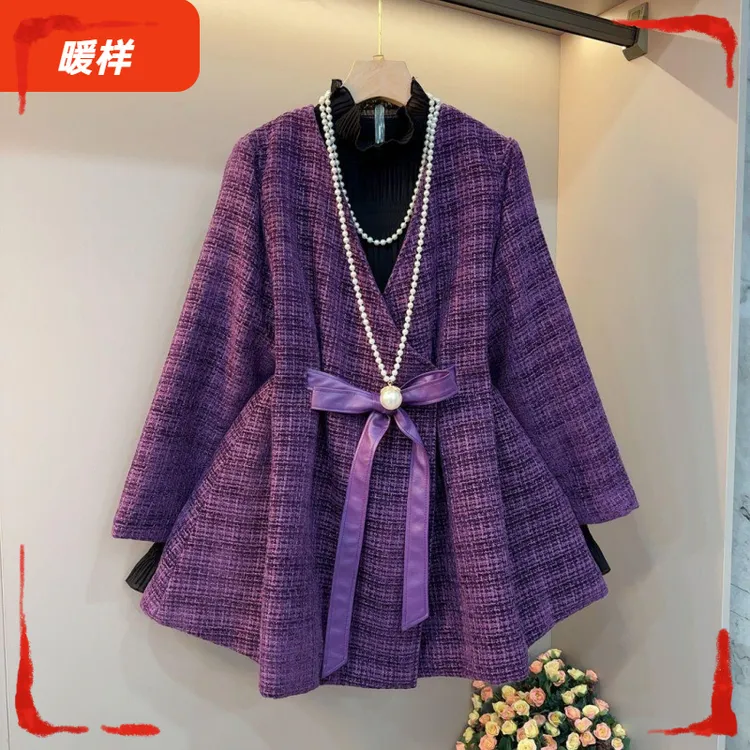 l2024大码女装冬季新款收腰气质领韩系宽松百搭遮肉显瘦加厚外ll